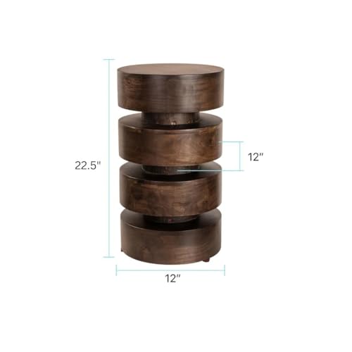 Howard Elliott Collection Forge Tier Accent Table, Round Rich Brown Wooden Side End Table for Home Decor, Small Space Pedestal Table for Bedroom, Living Room & Entryway, Small, 12 x 12 x 30 Inch by Howard Elliott Collection - Image 8