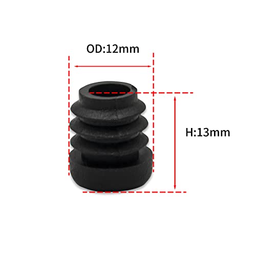 Image of Flyshop 8 Pack Black Plastic Hole Plug Round Tubing End Cap Chair Glide Inserts 12 mm, 1 /2 inch