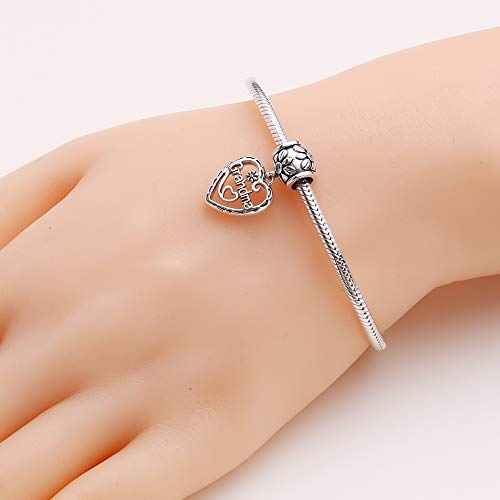 SOUKISS Grandma Heart Charms Authentic 925 Sterling Silver Family Love Mother Gifts Charm for European Bracelet4