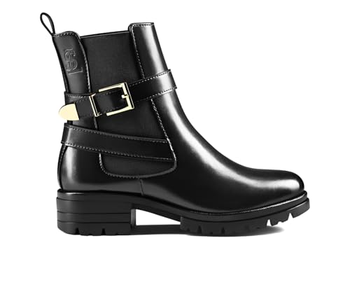 Image of LOUIS STITCH Women's High Ankle Boots| Elegant Buckle Slip-On Boots | Casual Slip-On Long Boots for Women | Casual & Formal Outings | LSLD-CLBT-LBB