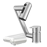 Yalsfowe Küchenarmatur Vorfenster - 3-Modi-Dusche, Klapphahn Wasserhahn Küche Edelstahl 304, 360° Schwenkbar Unterfenster Mischbatterie Küche Einhebel, Hochdruck Spültischarmatur,Brushed