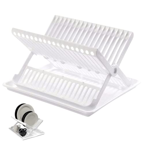 Iklob® Store: Escurreplatos Plegable con Bandeja Goteo, Escurreplatos Blanco con Bandeja De Goteo Y Soporte Cover