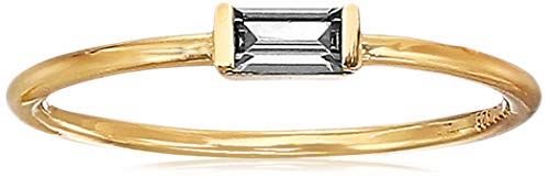 Amazon Essentials 18K Yellow Gold Plated Sterling Silver Cubic Zirconia April Fashion Stackable Ring, Size 7 (previously Amazon Collection)