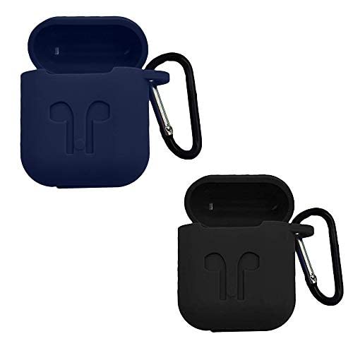 Brain Freezer Silicon Protective Case Cover Compatible with AirPods 1 & 2 Only (Not Compatible with Boat, Petron, Earpods, Realme Air Buds, Airpods Pro, Airpod 3) Black and Blue (Device Not Included)