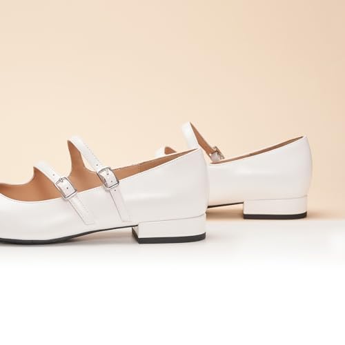 Image of C.Paravano Women's Mary Jane Shoes | Ballet Flats | Women's Flats | Square Toe | Flat Shoe | Block Heel