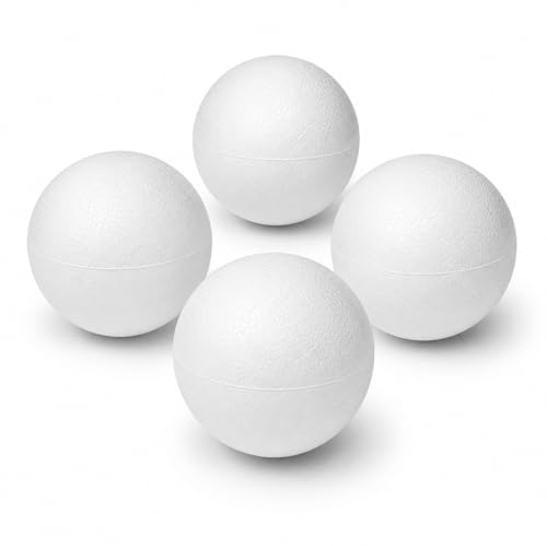 Bulk - Made in USA - 4 Inch Extra Strong High-Density Foam Balls 4 Pack Smooth Polystyrene Spheres for Crafts DIY Projects Decorations & Floral Use