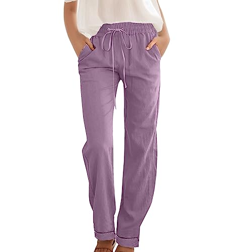 Casual Pants for Women Wide Leg Trousers Adjustable Drawstring High