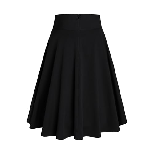 Women's High Waist A-Line Midi Skirt Casual Skater Flared Knee Length Skirts Plus Size2