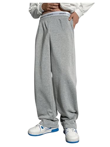Boy's Baggy Pants Letter Elastic High Waisted Wide Leg Sweatpants Athletic Track Pants Joggers