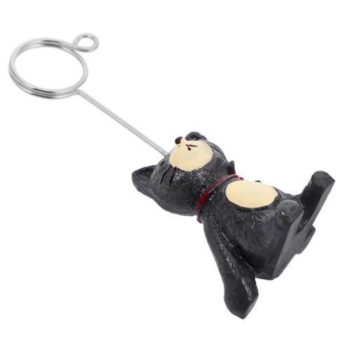 AUTSUPPL Resin Cat Message Folder Cute Cartoon Note Holder Display Board for Photos Dark Gray Animal Ornament for Home Office Wedding and