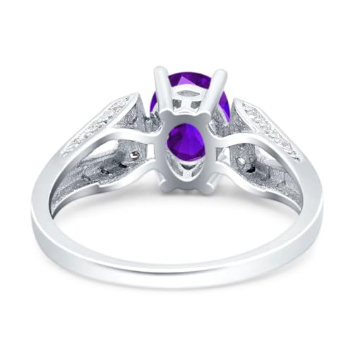 OMRANII Art Deco Oval Natural Amethyst Vintage Style Beaded Ring Split Shank CZ Wedding Engagement Ring For Women 925 Sterling Silver Gifts For Her3