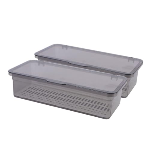 Angoily Juego de 2 Cajas Escurridoras de Cubiertos de Cocina de Plástico Transparente Gris Soporte para Palillos y Utensilios Bandeja Escurridora Organizador Práctico para Reutilizable