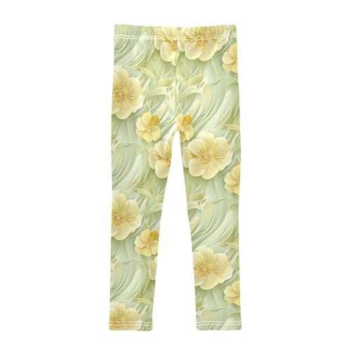Girls Leggings Yellow Sage Floral Soft Toddler Leggings for Girls Kids Pants Size 4T-10T2