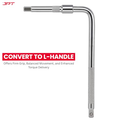 Image of JPT Heavy-Duty 1 /2 inch Drive 3Pcs Socket Handle Set | T-Handle, L-Handle & Extension Bar | Heat-Treated Cr-V Steel | High Torque Wrench Set for Automotive and home Repairs