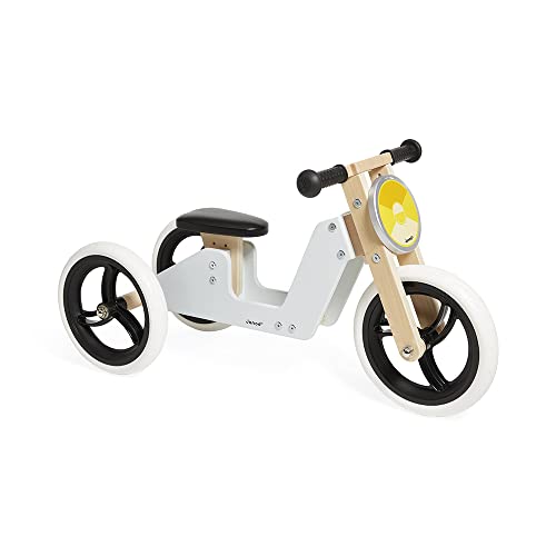 Tricycle en bois Janod gris pour accompagner les premiers pas vers l'autonomie