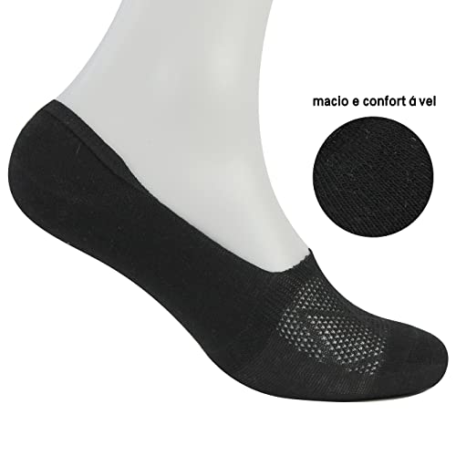 Kit 12 Pares Meia feminina Sapatilha Soquete Invisível,preto/branco/cinza/rosa