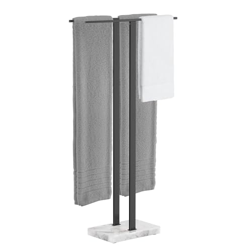 KES Standing Towel Rack, 37" H (Equal Height) Towel Rack Stand with Marble Base, Free Standing Towel Racks for Bathroom Floor, 18/8 Stainless Steel Matte Black, BTH229-BK