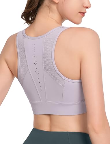 Yvette Zip Front Sports Bras for Women High Impact Supportive Large Bust Bras for Running