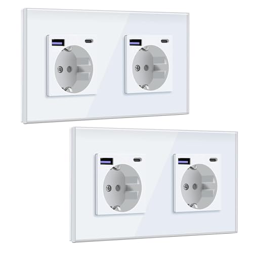 Prise double Schuko 20W Power Delivery pour chargeur de type C ultra rapide