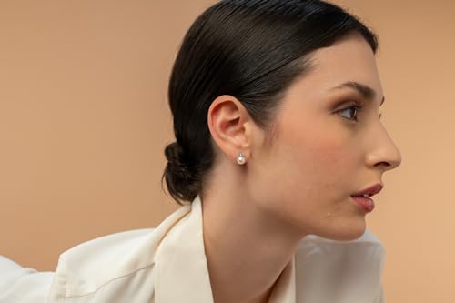 QUADRI-Pendientes-de-Perlas-y-Circonitas-para-Mujer-en-Plata-925-Perlas-Cultivadas-de-Agua-Dulce-Blancas-Redondas-de-7mm-Caja-de-Regalo-Incluida