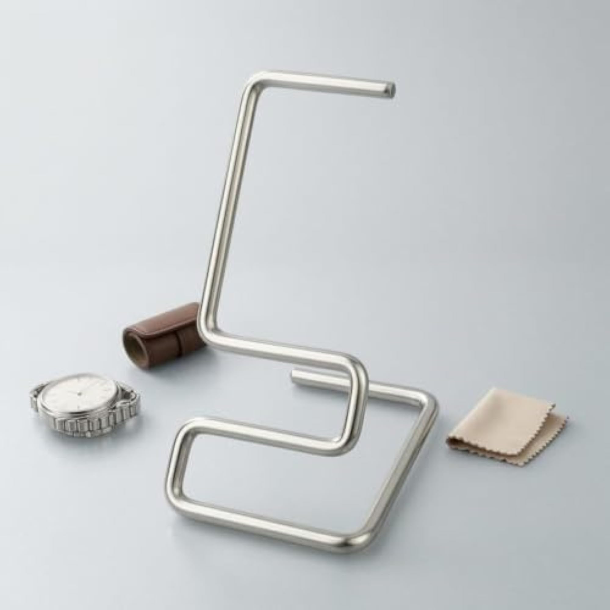 Stainless Steel S-Shaped Watch Display Stand, Compact Support