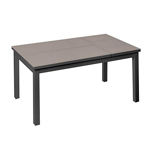 Mesa de Centro elevable para Exterior de Cristal y Aluminio taupé, de 100x60x48 cm - LOLAhome