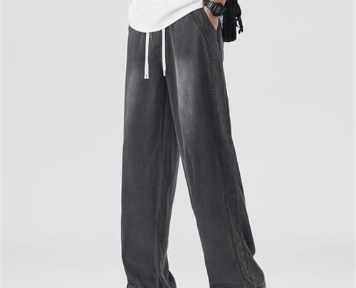 Men Straight Jeans Loose Fit Soft Stretch Casual Denim Pants High Waist Elegant Office Trousers3