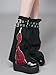 HeiBai Xiong Goth Flared Leg Warmers for Women Punk Rock Long Buckle Zipper Y2k Harajuku Rave Japanese Alt Hippie Ice Skating Grunge Emo Gothic Flare Fashion Legwarmers, Black and Red