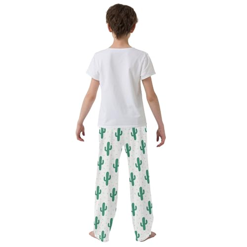ZZXXB Cacti Plant Boys Long Pants Soft Trousers Elastic Waist Kids Lounge Bottoms with Pockets S-XL3