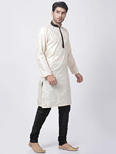 Image of VASTRAMAY Men Soft Cotton Kurta with Buttoned Cuff & Churidar Pyjama Set - Comfortable Ethnic Wear for Eid, Holi, Weddings & Festive Occasions - Stylish Traditional Cotton Kurta Pyjama