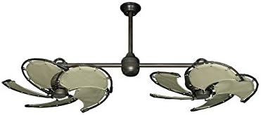 Twin Star III Double Ceiling Fan in Oil Rubbed Bronze with 32" Nautical Blades with Khaki
