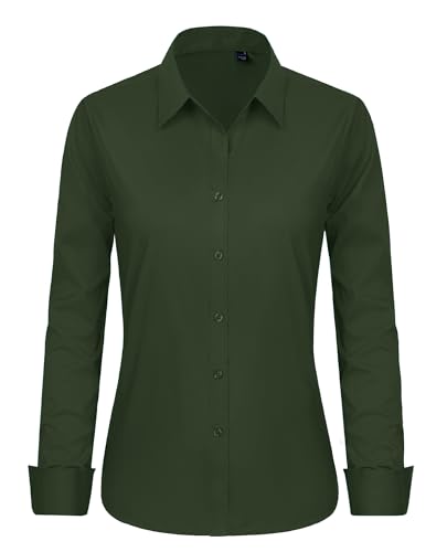 Image of J.VER Button Down Shirts for Women Stretch Collared Cotton Long Sleeve Dress Shirt Business Casual Blouse for Work