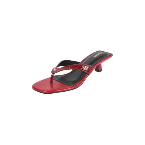 Image of Mochi Women Faux Leather Slip-on Heeled Sandal