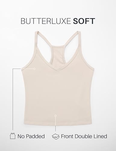 Image of CRZ YOGA Double Lined V Neck Cami Crop Tank Top | Yoga, Butterluxe Soft, Tight Fit, Racerback, Camisole Shirts for Women