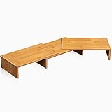 FITUEYES Réhausseur d'Écran en Bois,Support de Moniteur Réglabe,Support d'Ordinateur Portable,PC,TV,Imprimante - pour 2 Moniteurs,92,5-108x23,5x10,2cm