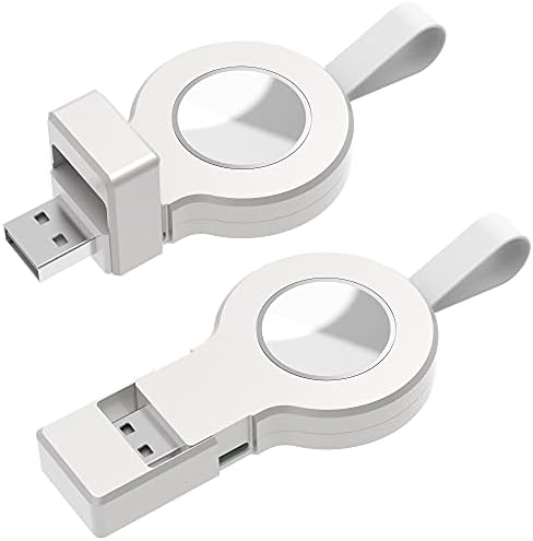 2 Pack Wireless Chargers Compatible for Apple Watch Portable USB Magnetic iWatch Charger,Travel Cordless Charger Fast Charging for Apple Watch Series 6/5/4/3/2/1/SE 44mm 42mm 40mm 38mm(White)