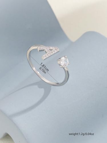 Elegant Silver Letter A-Z Ring Luxury Cocktail Party Gift For Friend Adjustable Fashion Jewelry4