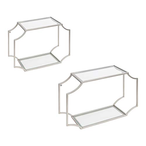 Kate and Laurel Ciel Modern Wall Shelf, Set of 2, Silver, Glam Wall Shelves for Display and Storage Kate and Laurel Ciel Modern Wall Shelf, Set of 2, Silver, Glam Wall Shelves for Display and Storage