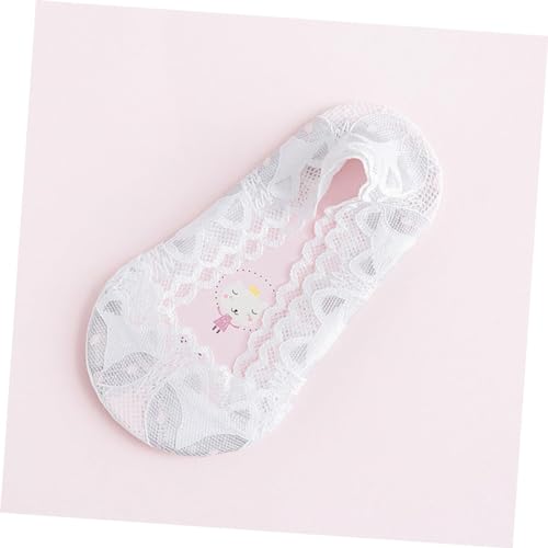 Girls Lace Anti-Skid Invisible Ankle Socks Summer Cute Fox Design Size S for Ages 2-4 Low Cut Non-Slip Style Random Color3