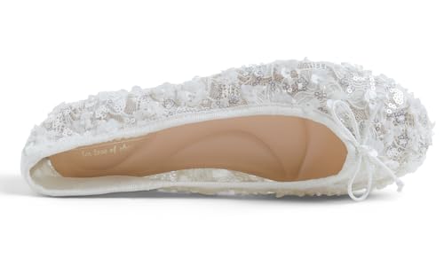 Image of FEVERSOLE Round Toe Lace Ballet Crochet Flats Women's Comfy Breathable Shoes