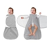 FUNUPUP Gigoteuse Emmaillotage Bébé 6 12 Mois Tog 1, Couverture Emmaillotage 100% Coton, Gigoteuse D'Emmaillotage Nouveau Né, 3 en 1 Réglable, avec Ailes Velcro et Fermeture Éclair Bidirectionnelle