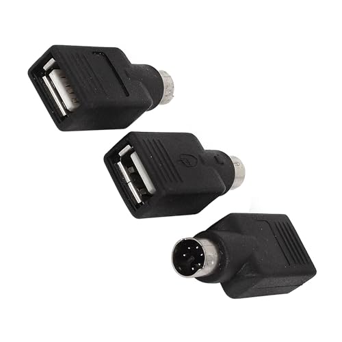 uxcell Adaptador USB a PS/2, pack 3 piezas negro miniatura 4