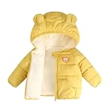 Leuchtender Cartoon-Bär-Mädchenmantel, warme, wärmeisolierte Winter-Daunenjacke mit reflektierenden Details für Outdoor-Spiele (Yellow, 0-6 Months)