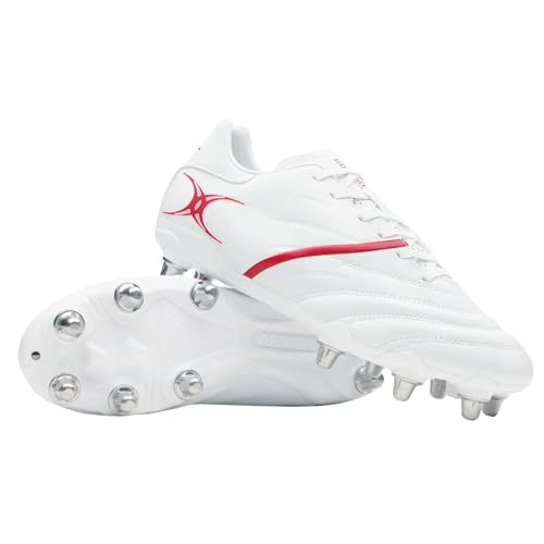 Gilbert Sidestep X20 PWR 8S Rugby Boot - White/Red