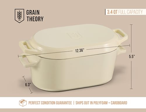 Kook Oval Dutch Oven, for Bread Baking, Sourdough Loaf Pan, Dual Handles, Enameled Cast Iron, with Sling, Dishwasher Safe, 3.4 Qt, Ivory by KooK - Image 8