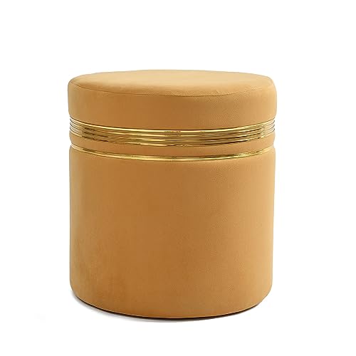 Image of NACIA Wooden Ottoman Stool for Living Room, Ottoman pouffes for Sitting, Puffy Chair Bench for Home Decor, Ottoman & Stools, Footrest Pouf Foot Stool for Office Room Decor, (16 inchx16 inchx17 inch, Beige)