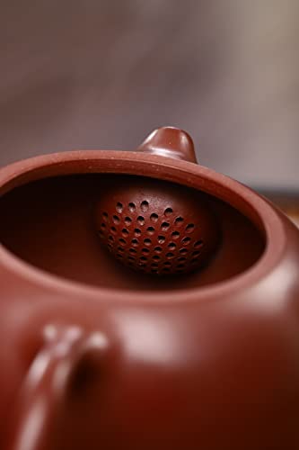 Image of Xishi Teapot Chinese Zisha Clay Pot Ceramics Purple Sand Dahongpao Mud Kungfu Tea Set Kettle Spherical Filter (Red 150ml)