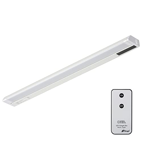 オーム電機 LEDイーブライトスリム多目的灯 コンセント式 リモコンタイプ 昼光色 10W 558mm スリム キッチン 棚下灯 LT-NLES10D-HR 06-4038 OHM（Amazon）