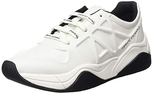 Armani Exchange Embossed Lace Up Sneaker, Zapatillas, Blanco (Op.White 00152), 35.5 EU
