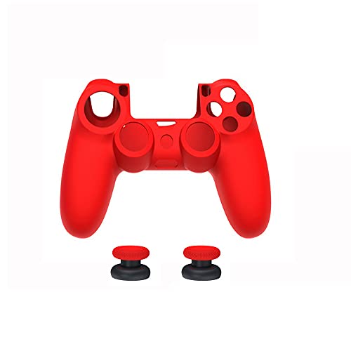 SODIAL Handle Sleeve Silicone Case Dustproof Skin Protective Anti-Slip for PS4 Controller Game Accessories,Red